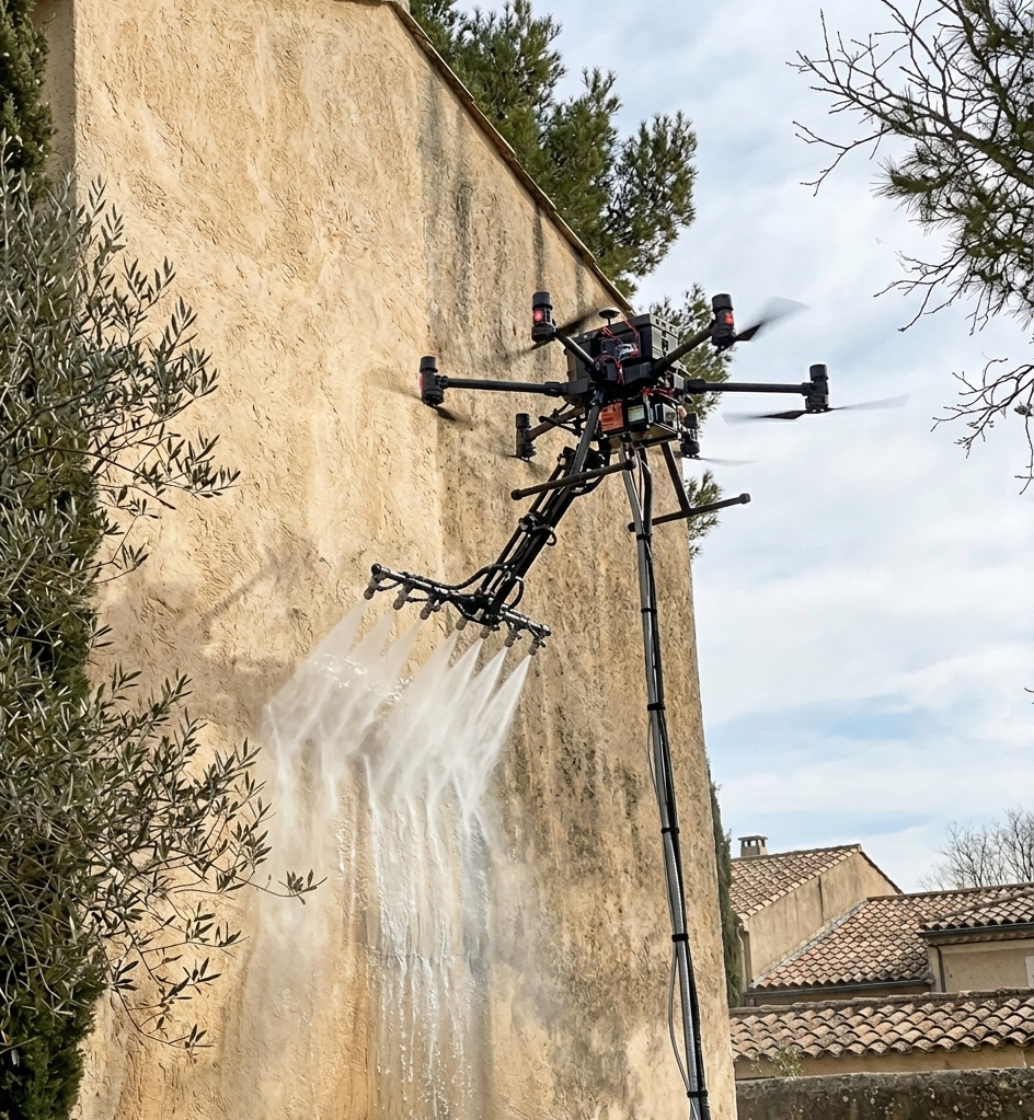 Nettoyage façade drone
